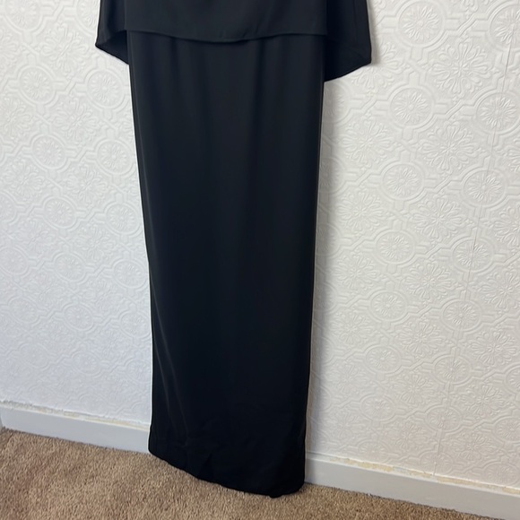 David’s Bridal Maxi Dress long open back matte crepe Black High Neck F15978 - Picture 7 of 11